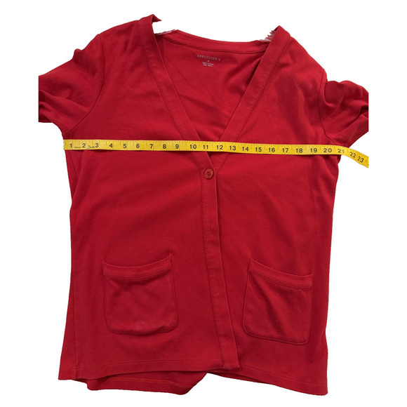 Appleseed's Cardigan Sweater Womens Medium Red V Neck Button Front Pockets Knit - Picture 6 of 7